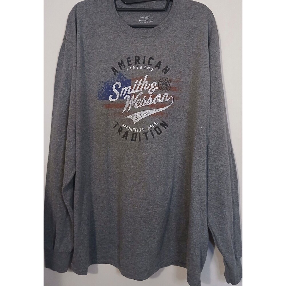Smith & Wesson American Tradition Long Sleeve Shirt Mens XL Gray Graphic